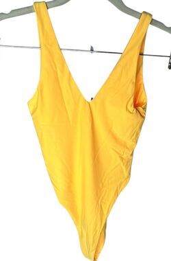 Hot & Delicious Low Back One Piece Swimsuit Yellow Size Small Nwt